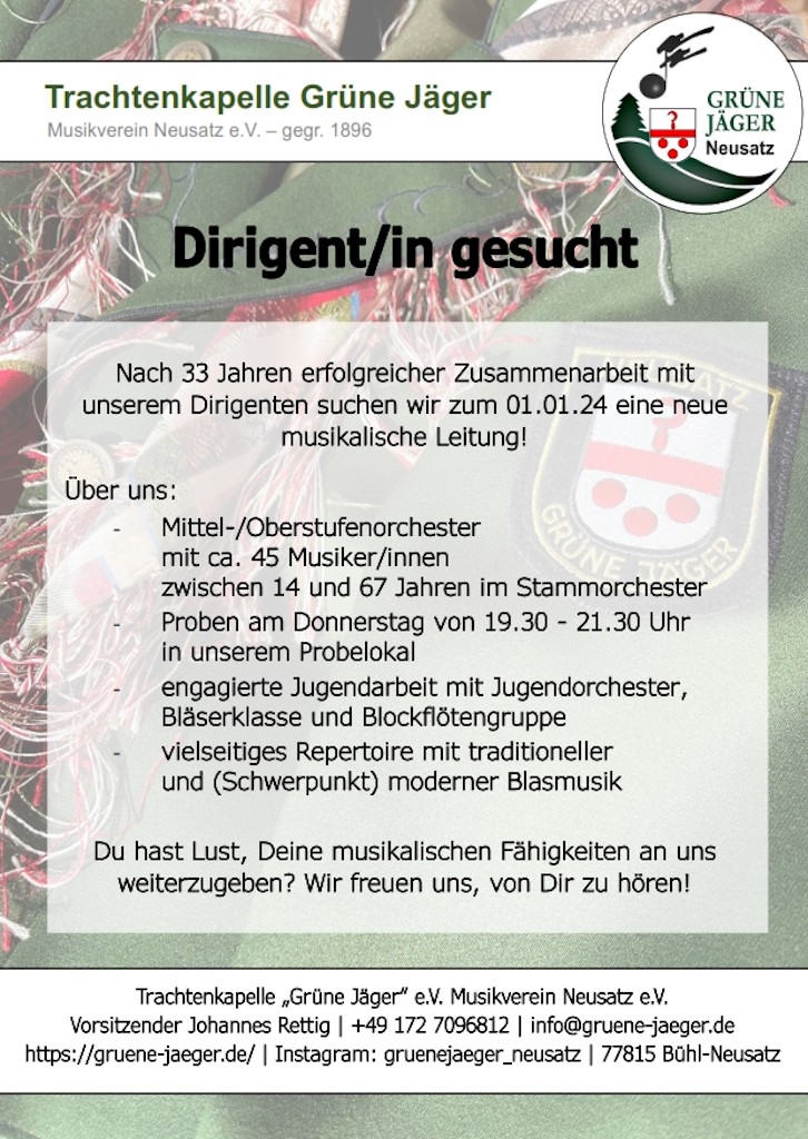 Dirigent/in gesucht
