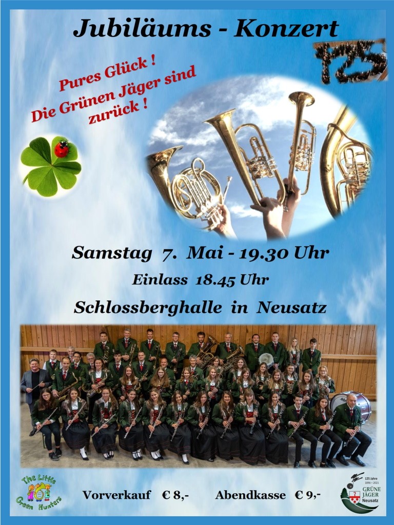 Konzertplakat Jahreskonzert 2022 – Pures Glück! Die Grünen Jäger sind zurück