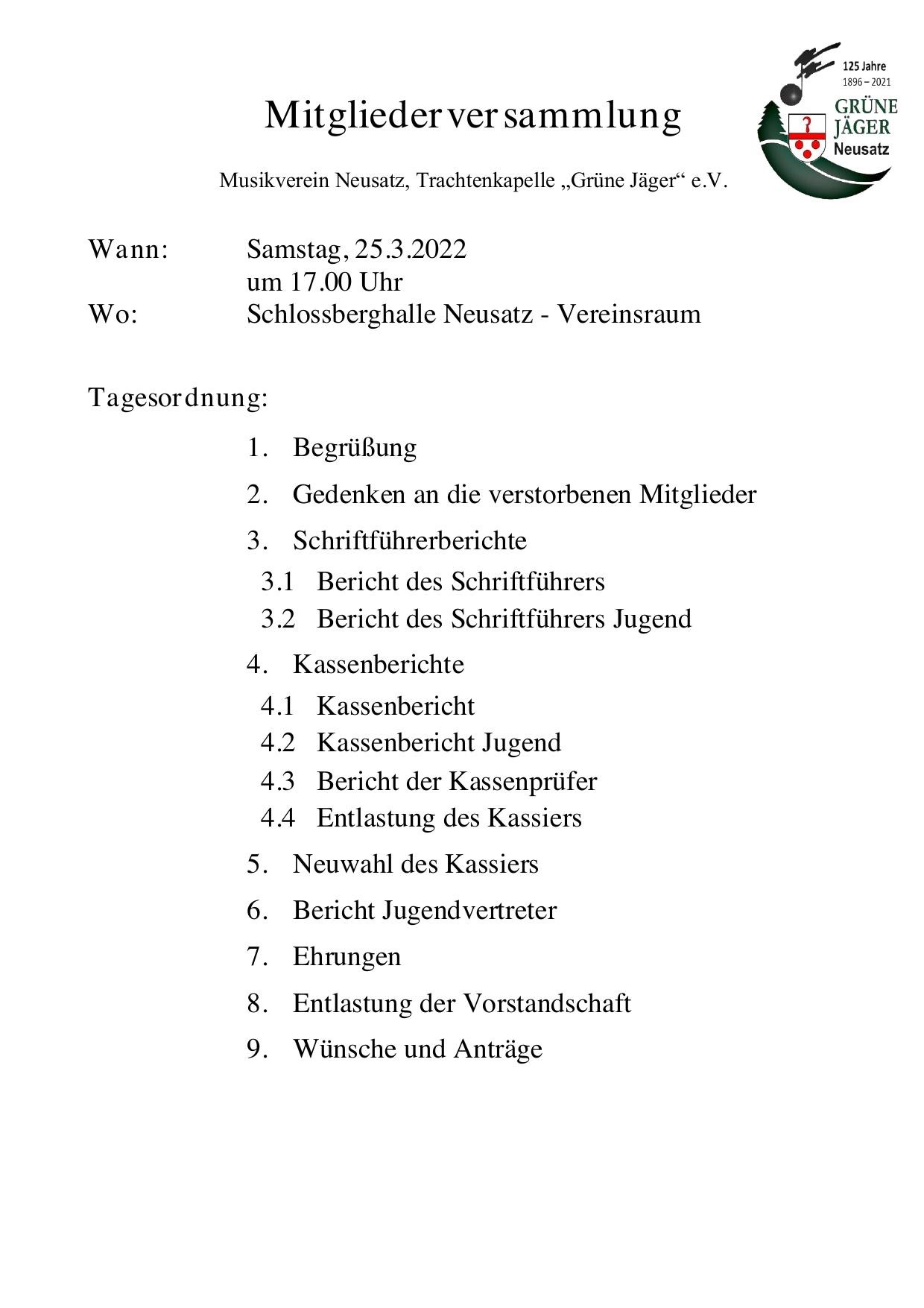 Einladung zur Mitgliederversammlung 2023