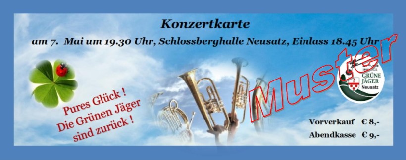 Standard-Konzertkarte Jahreskonzert 2022 der Trachtenkapelle Grüne Jäger