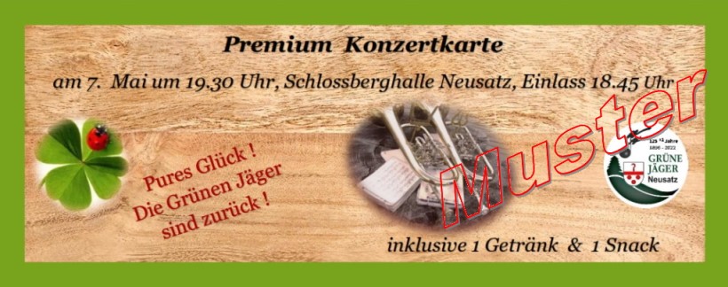 Premium-Konzertkarte Jahreskonzert 2022 – inkl. Getränk und Snack
